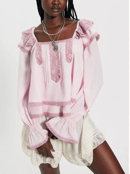 Free People Tops - NWT Free People Francie Silky Blouse in Lilac Bloom